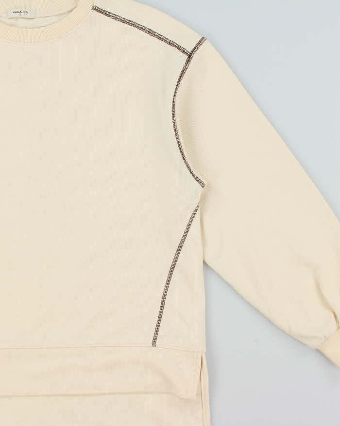 Studio CLIP Japan Contrast Stitch Women's Cream Boxy Sweatshirt - L