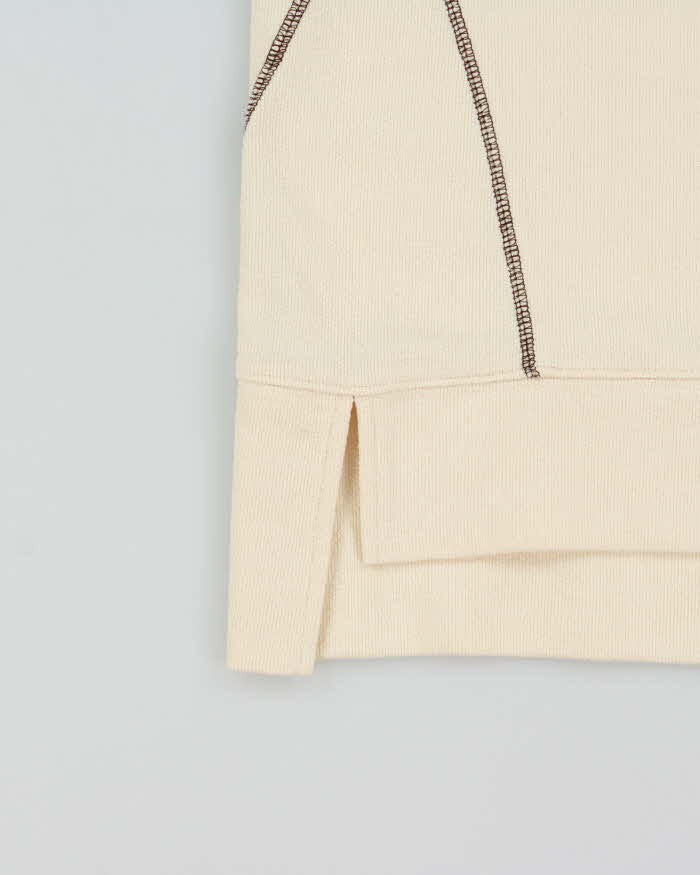 Studio CLIP Japan Contrast Stitch Women's Cream Boxy Sweatshirt - L