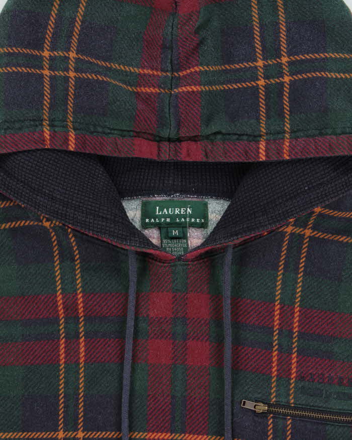 Vintage 1990s Lauren Ralph Lauren Women's Tartan Oversized Pullover Hoodie - M