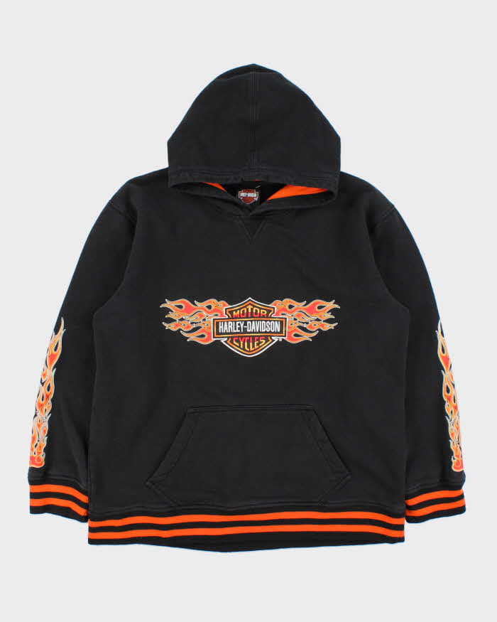 Vintage Harley Davidson Women's Classic Flames Pullover Hoodie - XL
