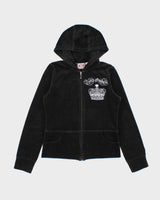 Vintage Juicy Couture Women's Embellished Made In USA Velour Zip-Up Hoodie - M
