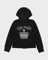 Vintage Juicy Couture Women's Embellished Made In USA Velour Zip-Up Hoodie - M