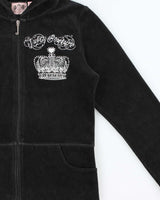 Vintage Juicy Couture Women's Embellished Made In USA Velour Zip-Up Hoodie - M