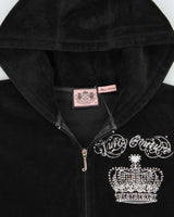 Vintage Juicy Couture Women's Embellished Made In USA Velour Zip-Up Hoodie - M