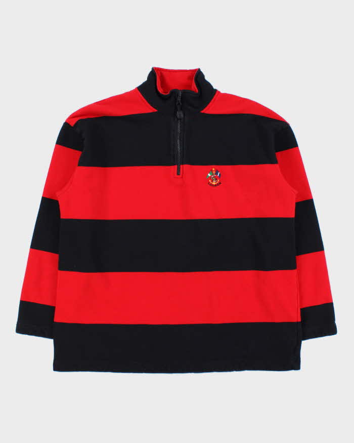 Vintage Y2K 00s Lauren Ralph Lauren Women's Striped Heavyweight Quarter-Zip Sweatshirt - L