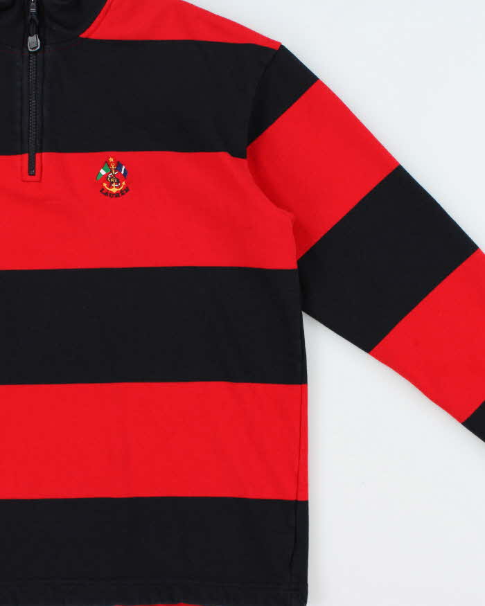 Vintage Y2K 00s Lauren Ralph Lauren Women's Striped Heavyweight Quarter-Zip Sweatshirt - L