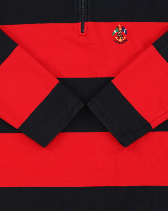 Vintage Y2K 00s Lauren Ralph Lauren Women's Striped Heavyweight Quarter-Zip Sweatshirt - L