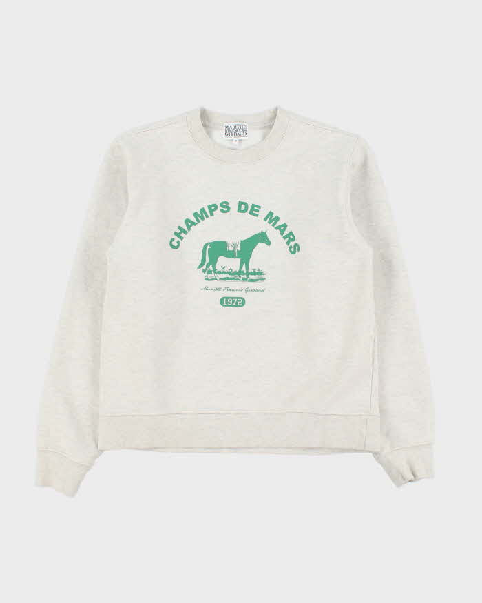 Marithe & Francois Girbaud Women's Marl Grey Heavyweight Champs De Mars Crewneck Sweatshirt - M
