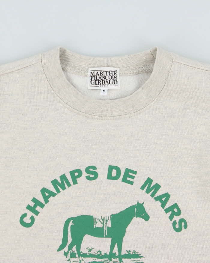 Marithe & Francois Girbaud Women's Marl Grey Heavyweight Champs De Mars Crewneck Sweatshirt - M
