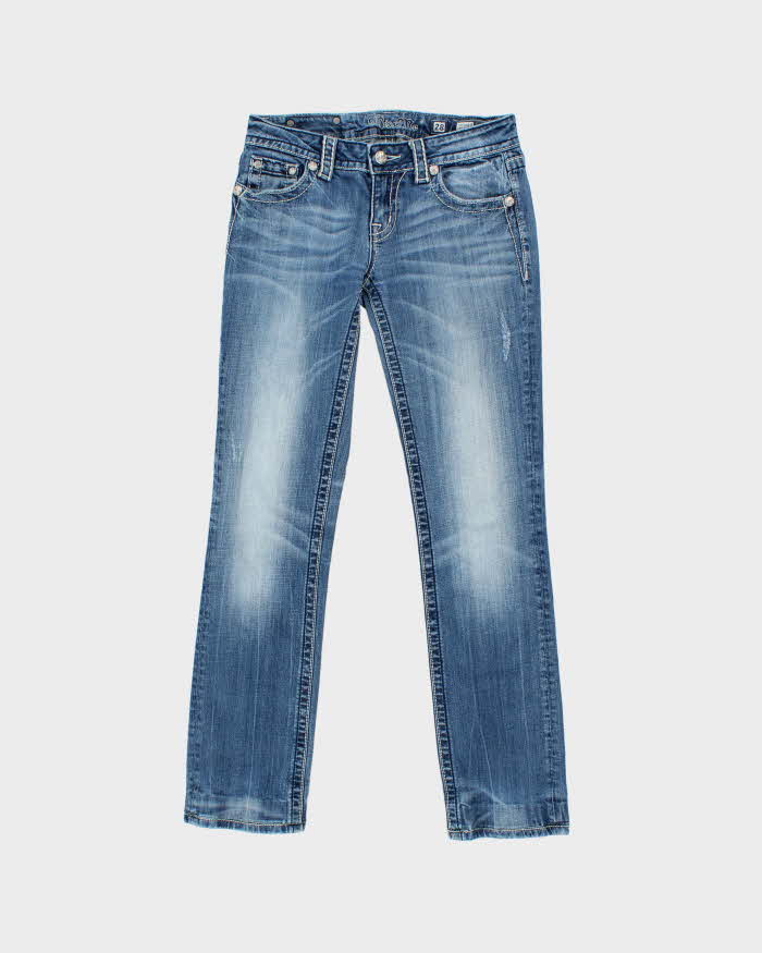 Vintage Y2K 00s Miss Me Women's Low-Rise Embellished Slim Straight Leg Denim Jeans - W28 L30