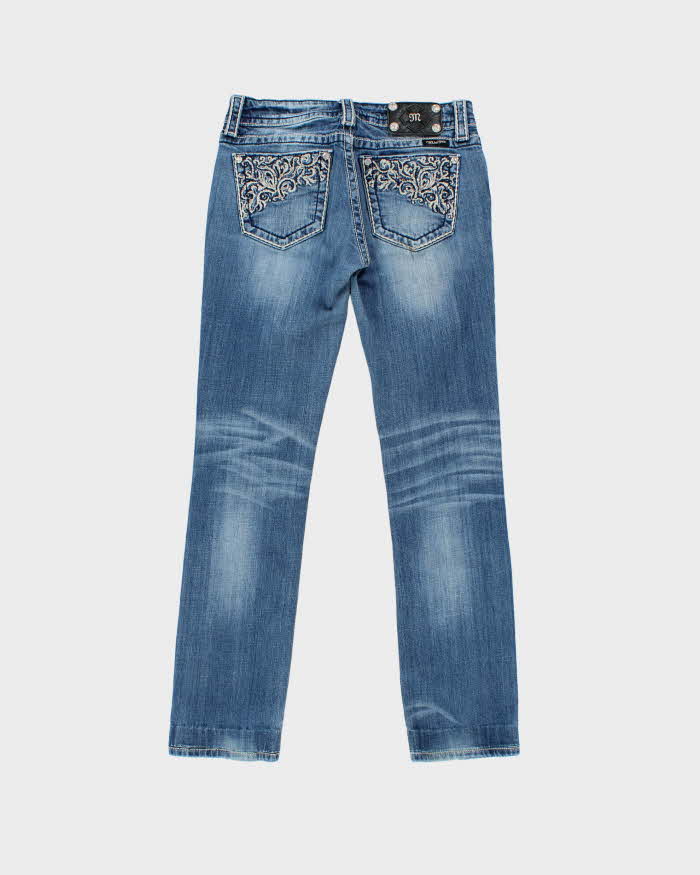 Vintage Y2K 00s Miss Me Women's Low-Rise Embellished Slim Straight Leg Denim Jeans - W28 L30