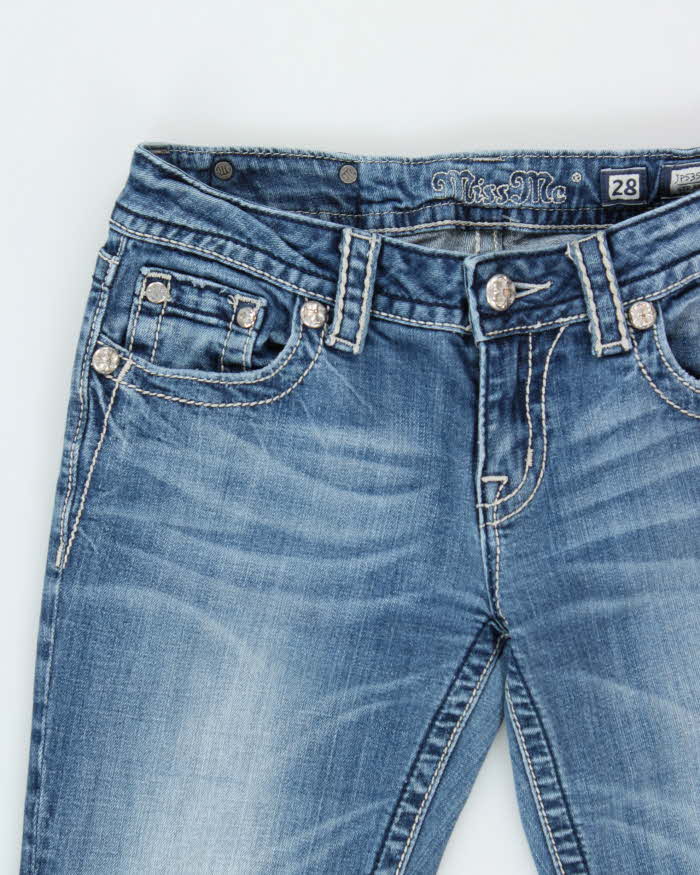 Vintage Y2K 00s Miss Me Women's Low-Rise Embellished Slim Straight Leg Denim Jeans - W28 L30