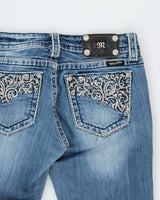 Vintage Y2K 00s Miss Me Women's Low-Rise Embellished Slim Straight Leg Denim Jeans - W28 L30