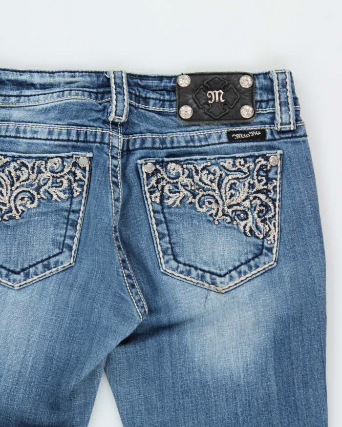 Vintage Y2K 00s Miss Me Women's Low-Rise Embellished Slim Straight Leg Denim Jeans - W28 L30