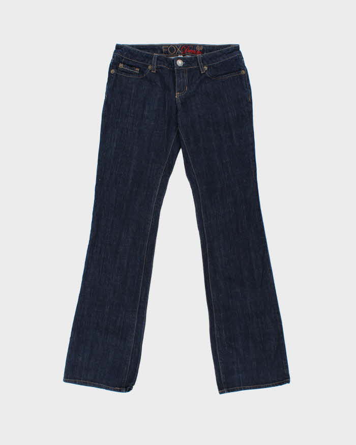 Vintage Y2K 00s Fox Racing Women's Embroidered Low Rise Raw Denim Bootcut Jeans - W28 L32