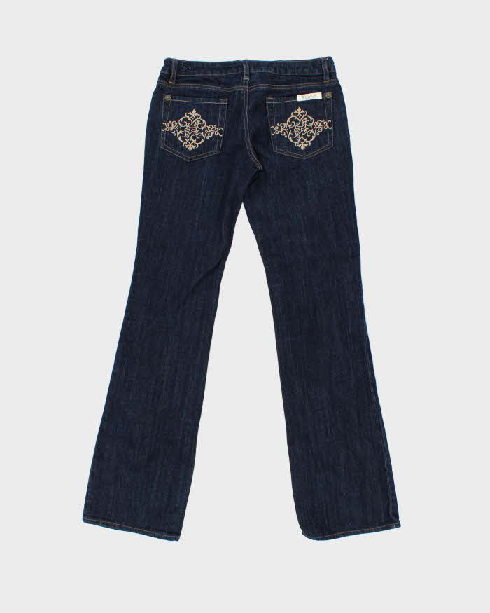 Vintage Y2K 00s Fox Racing Women's Embroidered Low Rise Raw Denim Bootcut Jeans - W28 L32
