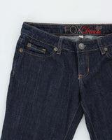 Vintage Y2K 00s Fox Racing Women's Embroidered Low Rise Raw Denim Bootcut Jeans - W28 L32