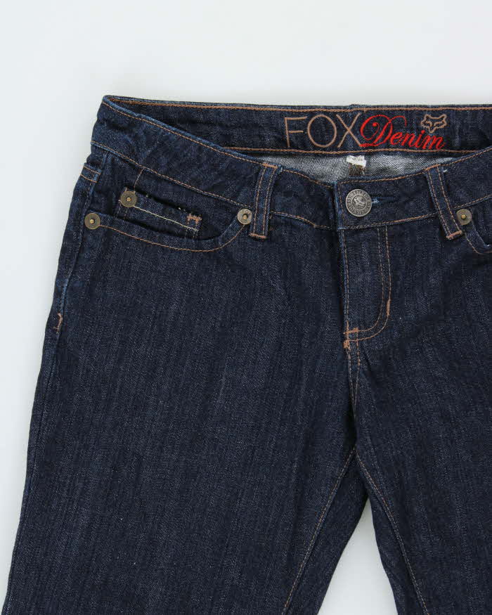 Vintage Y2K 00s Fox Racing Women's Embroidered Low Rise Raw Denim Bootcut Jeans - W28 L32