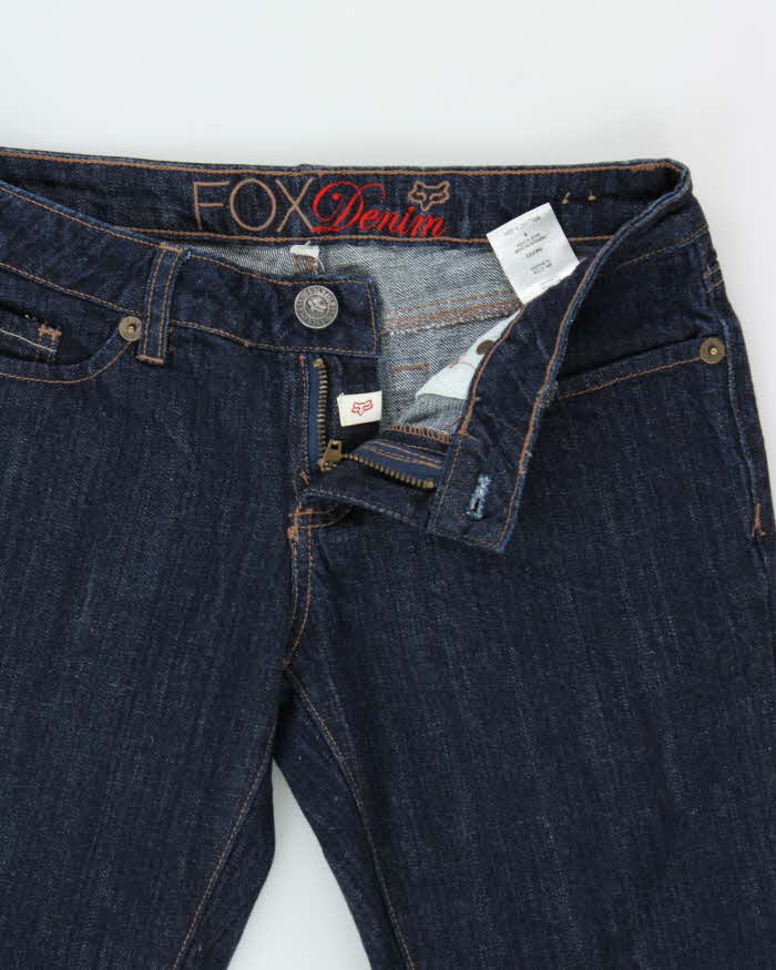Vintage Y2K 00s Fox Racing Women's Embroidered Low Rise Raw Denim Bootcut Jeans - W28 L32