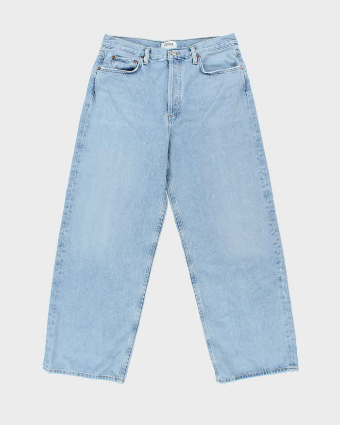 Agolde Women's 'Low Rise Baggy' Distressed Light Wash Denim Wide Leg Jeans - W32 L30
