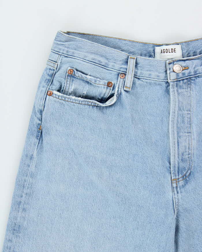 Agolde Women's 'Low Rise Baggy' Distressed Light Wash Denim Wide Leg Jeans - W32 L30