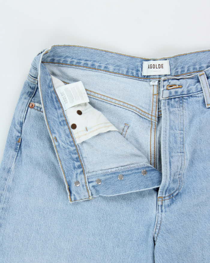 Agolde Women's 'Low Rise Baggy' Distressed Light Wash Denim Wide Leg Jeans - W32 L30