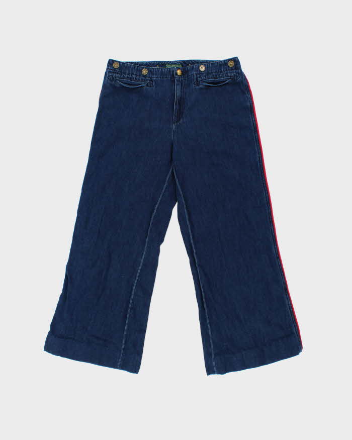Vintage Y2K 00s LRL Lauren Ralph Lauren Women's Linen Blend Mid Rise Flared Denim Jeans - W32 L27