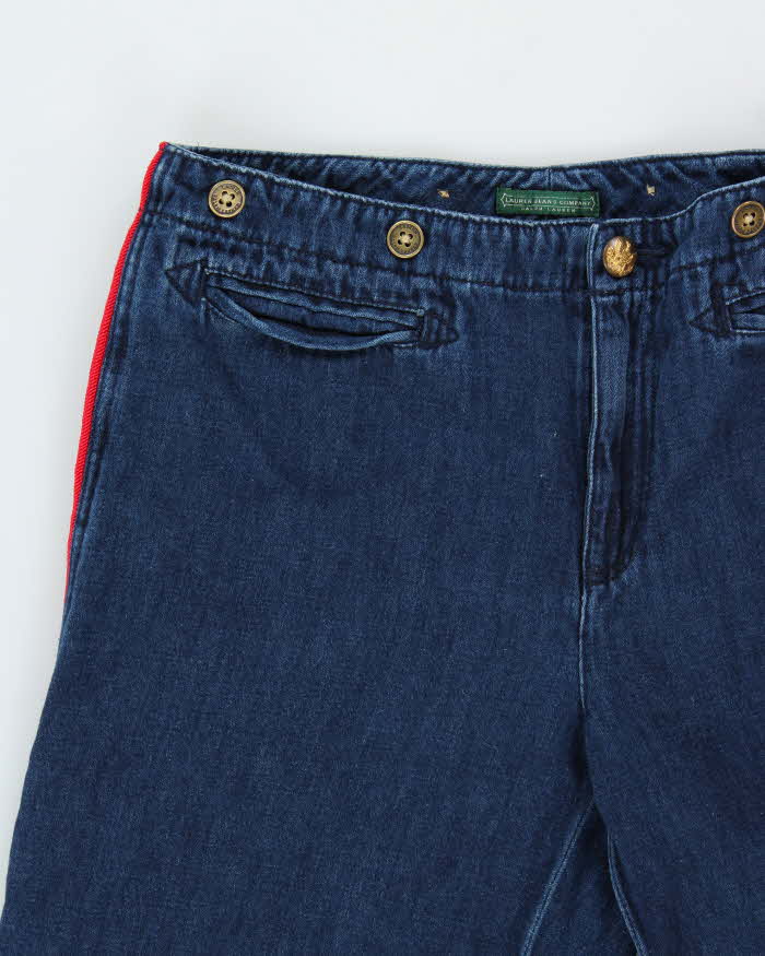 Vintage Y2K 00s LRL Lauren Ralph Lauren Women's Linen Blend Mid Rise Flared Denim Jeans - W32 L27