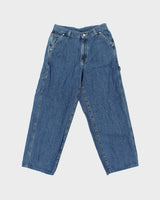 Vintage 1997 Lee Women's High Waisted Denim Wide Leg Riveted Dungaree Fit Carpenter Jeans - W28 L27