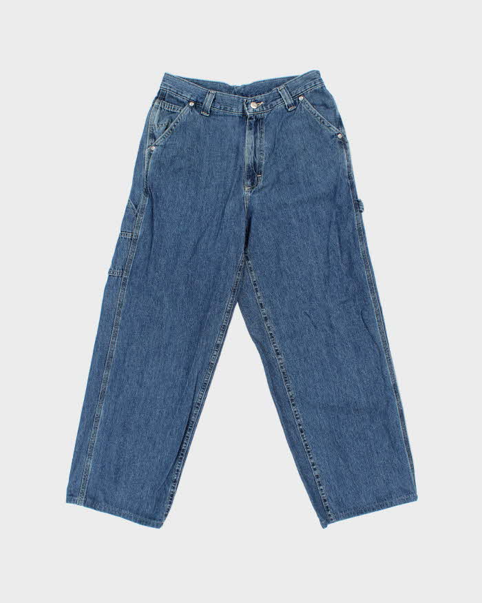 Vintage 1997 Lee Women's High Waisted Denim Wide Leg Riveted Dungaree Fit Carpenter Jeans - W28 L27