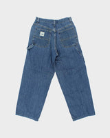 Vintage 1997 Lee Women's High Waisted Denim Wide Leg Riveted Dungaree Fit Carpenter Jeans - W28 L27