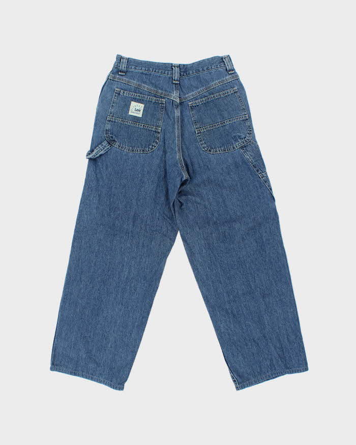 Vintage 1997 Lee Women's High Waisted Denim Wide Leg Riveted Dungaree Fit Carpenter Jeans - W28 L27