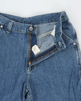 Vintage 1997 Lee Women's High Waisted Denim Wide Leg Riveted Dungaree Fit Carpenter Jeans - W28 L27