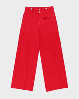 Isabel Marant Red Women's Parsley High-Rise Panel Pocket Wide Leg Flared Jeans - W29 L32
