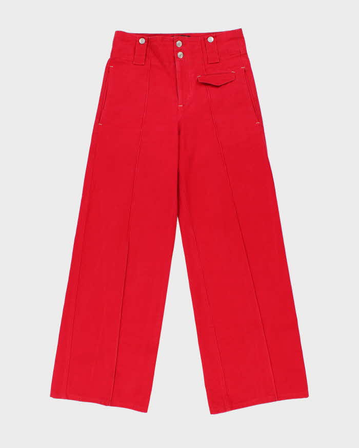 Isabel Marant Red Women's Parsley High-Rise Panel Pocket Wide Leg Flared Jeans - W29 L32