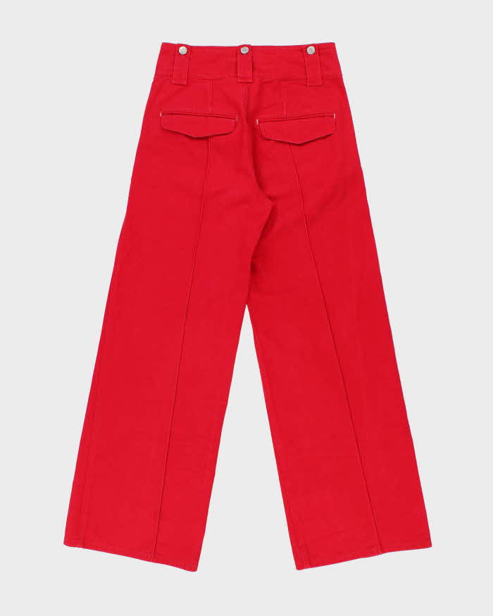 Isabel Marant Red Women's Parsley High-Rise Panel Pocket Wide Leg Flared Jeans - W29 L32