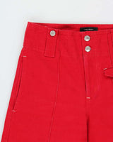 Isabel Marant Red Women's Parsley High-Rise Panel Pocket Wide Leg Flared Jeans - W29 L32