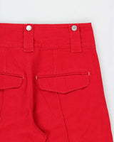 Isabel Marant Red Women's Parsley High-Rise Panel Pocket Wide Leg Flared Jeans - W29 L32