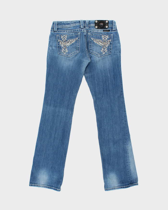 Vintage Y2k 2000s Miss Me Embroidered Rhinestone Studded Bootcut Jeans - W32 L32