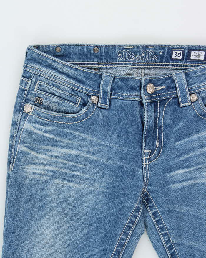 Vintage Y2k 2000s Miss Me Embroidered Rhinestone Studded Bootcut Jeans - W32 L32