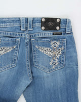 Vintage Y2k 2000s Miss Me Embroidered Rhinestone Studded Bootcut Jeans - W32 L32