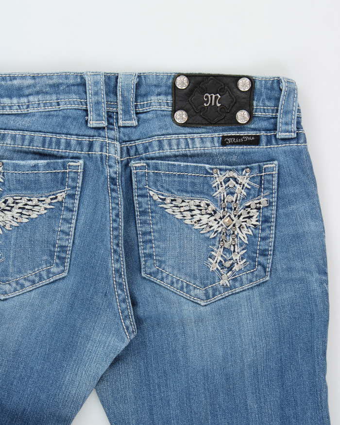 Vintage Y2k 2000s Miss Me Embroidered Rhinestone Studded Bootcut Jeans - W32 L32