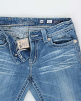 Vintage Y2k 2000s Miss Me Embroidered Rhinestone Studded Bootcut Jeans - W32 L32