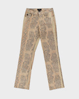 Vintage 1990s Guess U.S.A Women's Mid-Rise Croc Print Slim Bootcut Canvas Denim Jeans - W30 L31