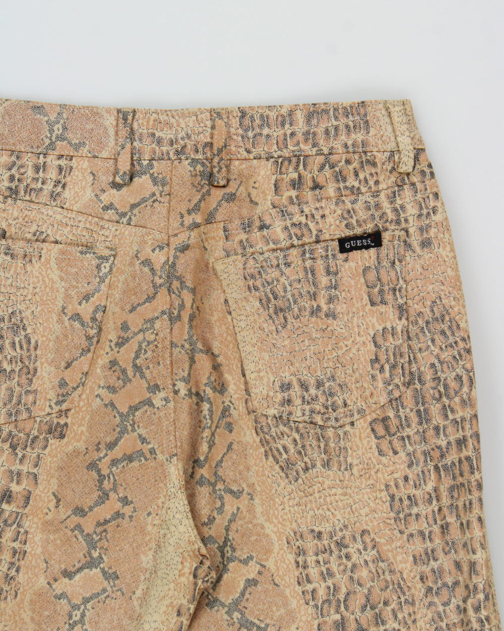 Vintage 1990s Guess U.S.A Women's Mid-Rise Croc Print Slim Bootcut Canvas Denim Jeans - W30 L31