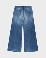 Vintage Y2K 00s Hudson Women's Low-Rise Distressed Denim Patch Pocket Bell Bottom Flared Jeans - W30 L31
