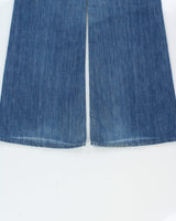 Vintage Y2K 00s Hudson Women's Low-Rise Distressed Denim Patch Pocket Bell Bottom Flared Jeans - W30 L31