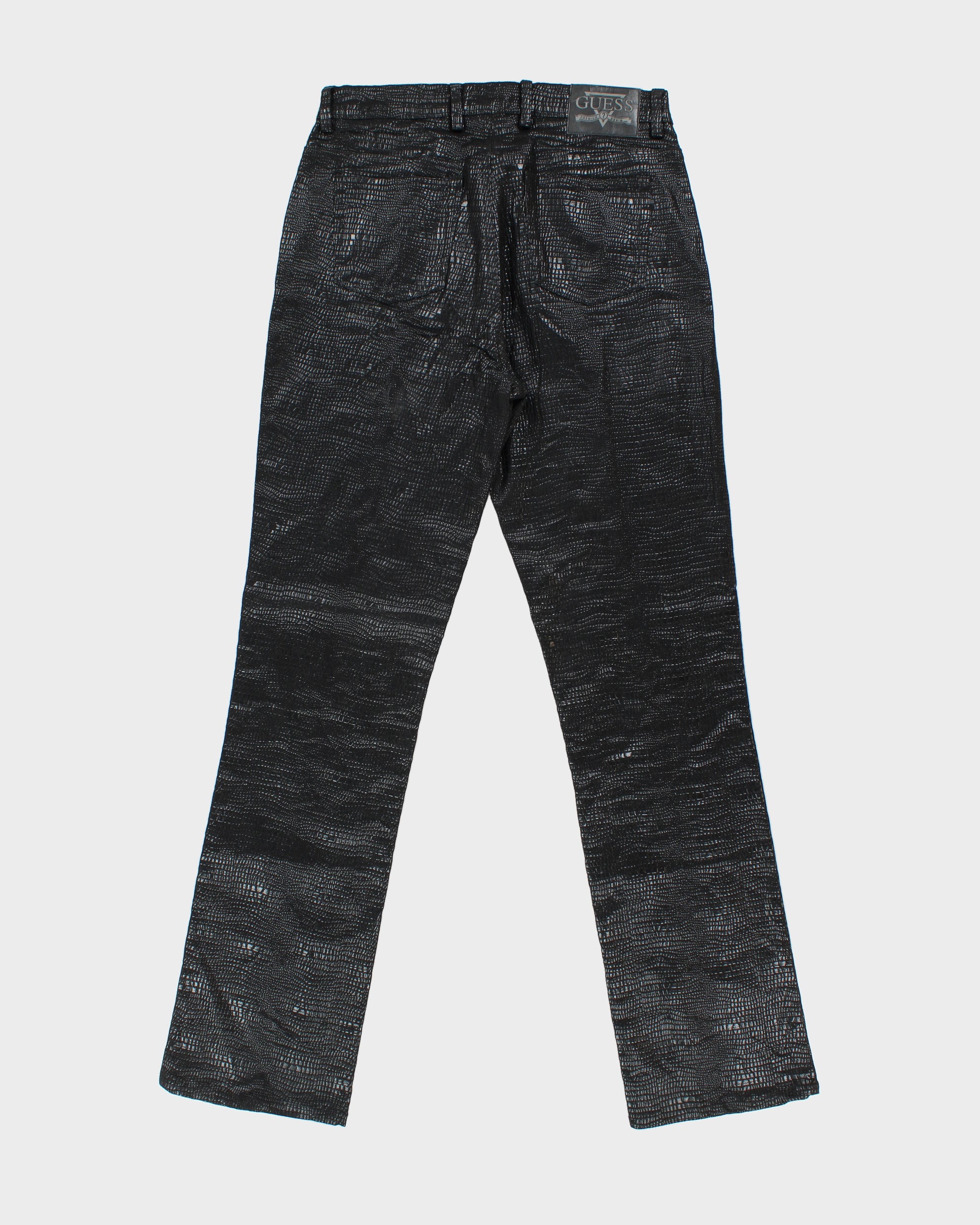 Vintage 1990s Guess Jeans Coated Embossed Crocodile Print Jeans - W30 L32