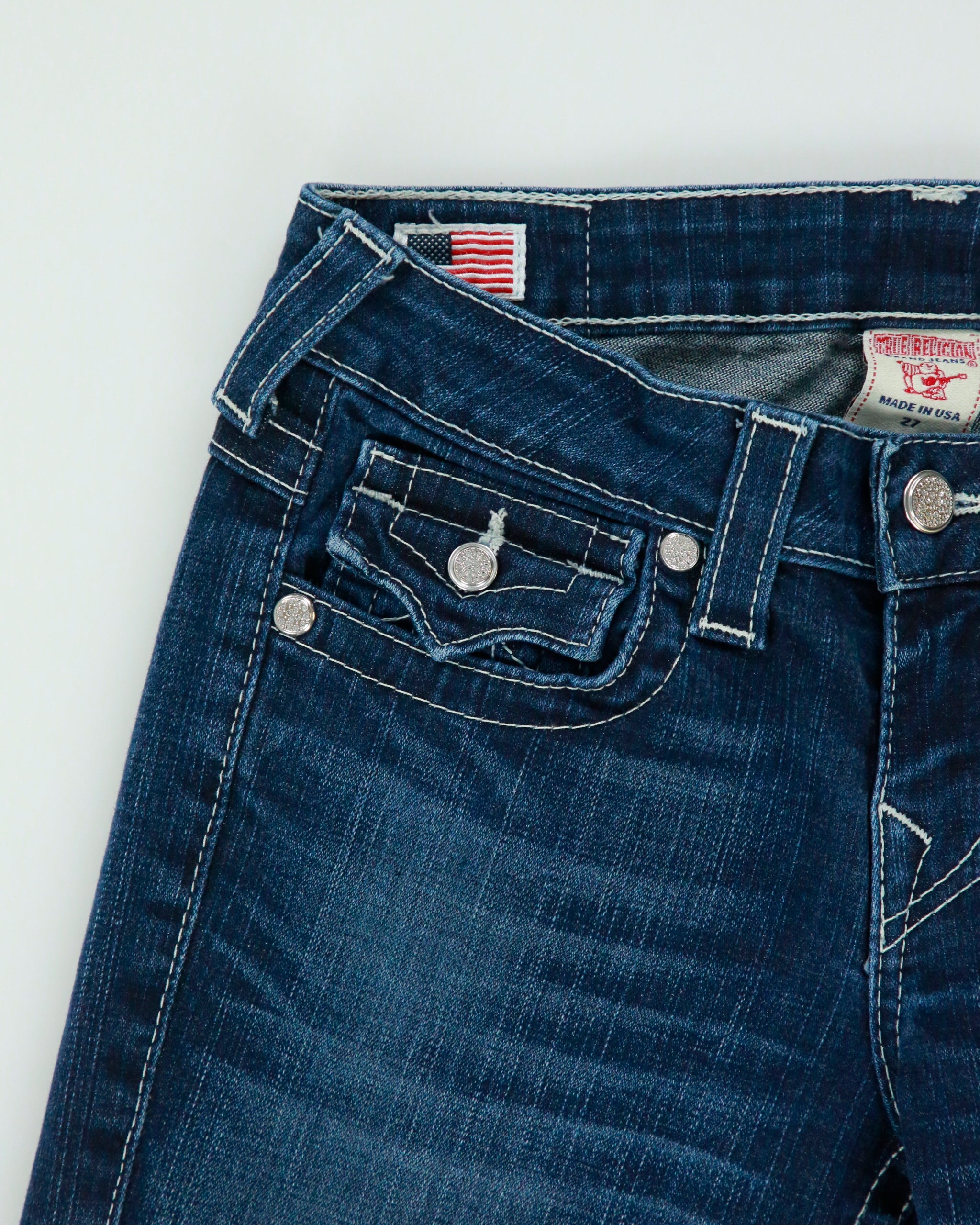 Vintage Y2K 2000s True Religion 'Ricky' Rhinestone Detail Jeans - W28 L30