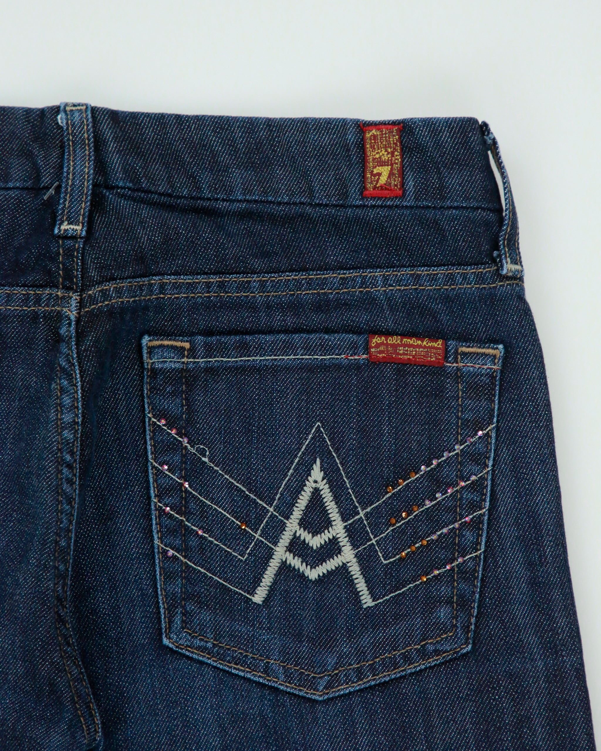 Vintage Y2K 2000s 7 For All Man Kind Mini Rhinestone Bootcut Jeans - W29 L31